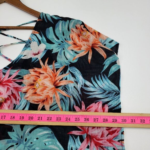 Kona Sol Swimsuit Coverup‎ Womens Size L Tropical Floral Kimono Sleeveless Swim - Picture 13 of 15